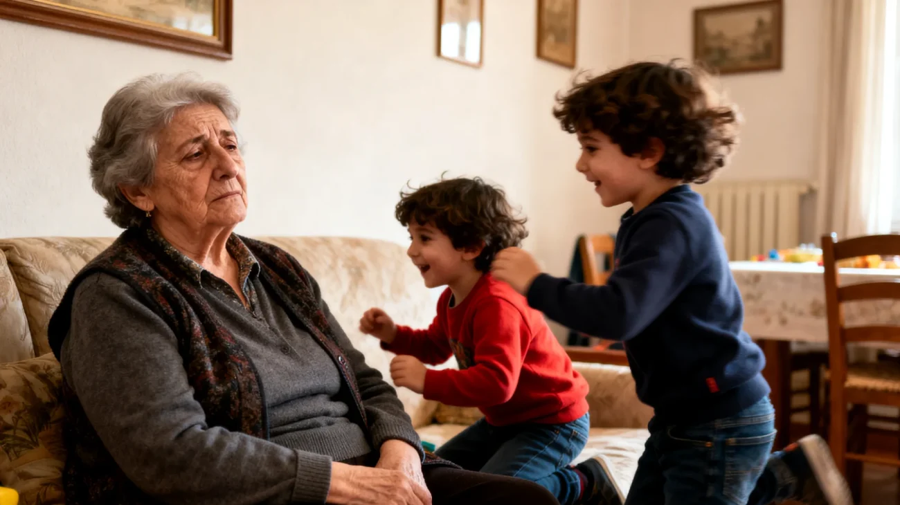 La nonna si occupa quotidianamente dei nipoti piccoli mentre i genitori lavorano, ma la stanchezza fisica ed emotiva la porta ad avere meno energie e pazienza di quante vorrebbe, generando in lei sensi di colpa e nei bambini comportamenti irrequieti dovuti alla percezione di una presenza adulta affaticata e meno presente emotivamente."