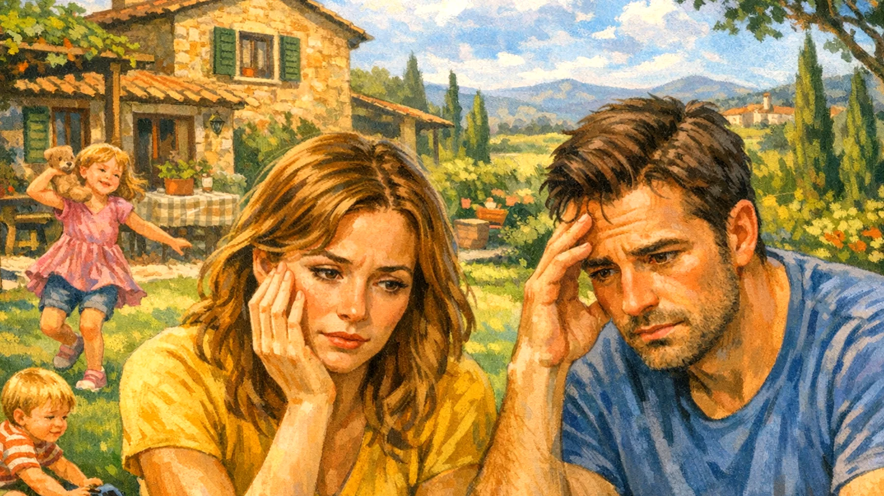 Genitori di bambini piccoli che provano costanti sensi di colpa per non essere abbastanza presenti, pazienti o capaci, temendo di sbagliare nelle scelte educative quotidiane"