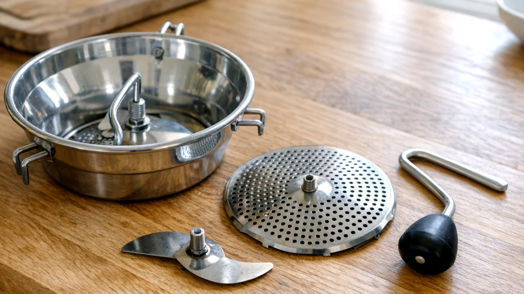 Come pulire correttamente il passaverdure e renderlo brillante, rimuovendo residui di cibo incrostati e macchie di ossidazione senza danneggiare le componenti metalliche e i fori del disco filtrante"