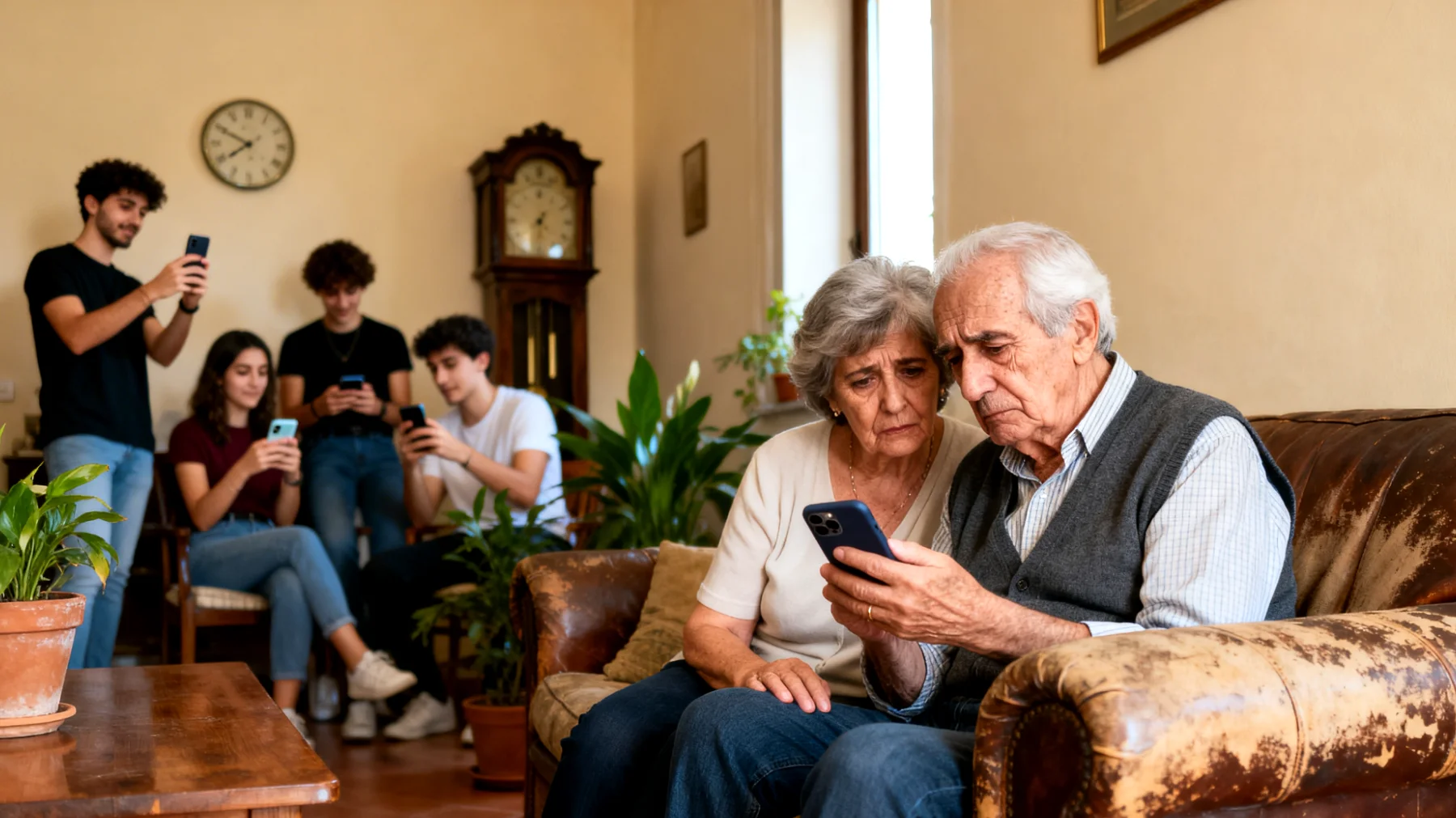 I nonni si sentono esclusi e preoccupati perché i nipoti giovani adulti condividono la loro vita quotidiana solo sui social network, pubblicando contenuti che a volte ritengono inappropriati o rischiosi, ma faticano a dialogare direttamente con loro perdendo così il contatto umano e la possibilità di offrire consigli basati sulla loro esperienza di vita."