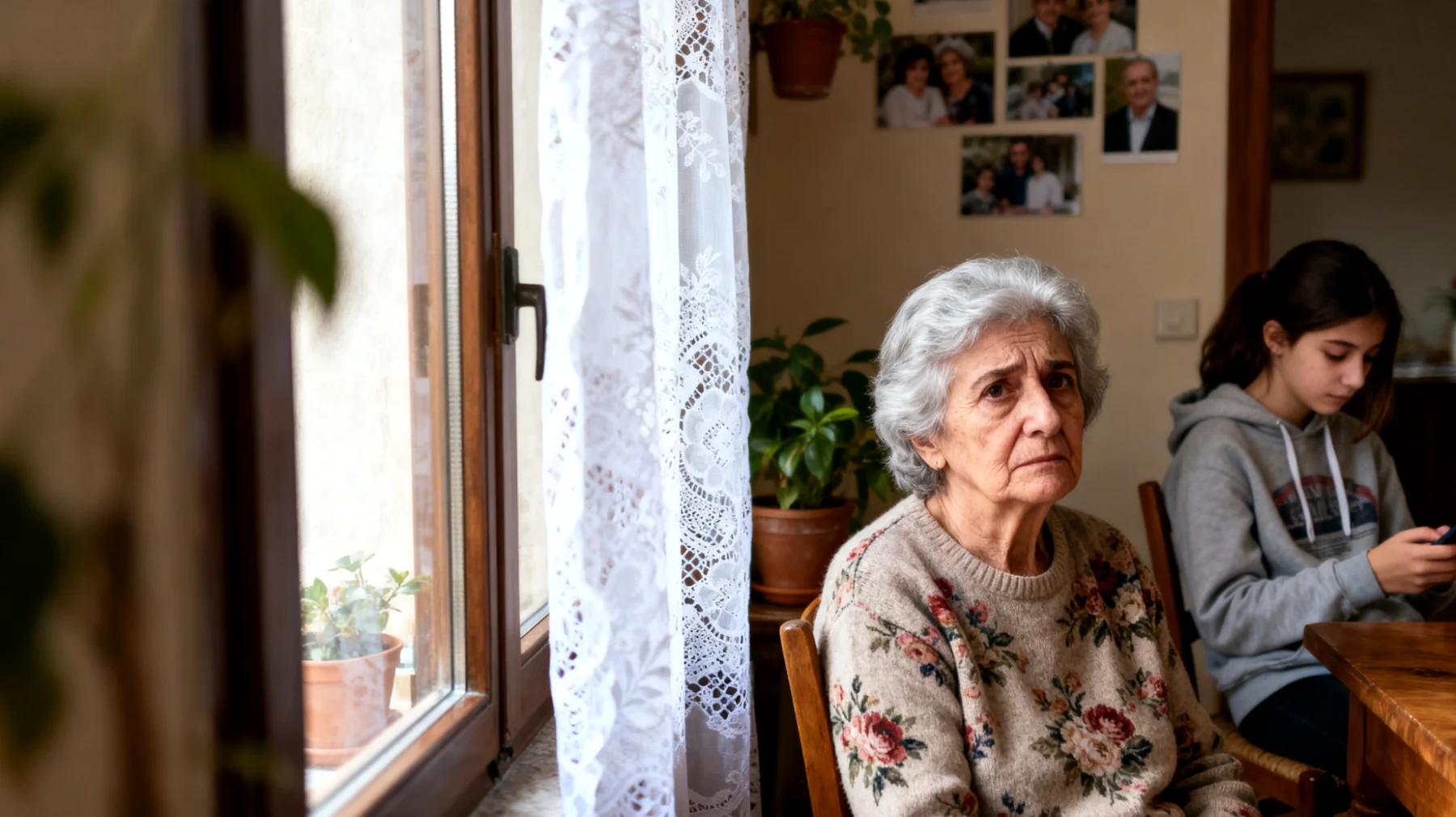 La nonna vive con un'ansia crescente e silenziosa riguardo al futuro della nipote adolescente: teme che non trovi la sua strada, che le scelte sbagliate di oggi compromettano domani, e non sa come esprimere questa preoccupazione senza sembrare invadente o senza creare distanza tra loro."